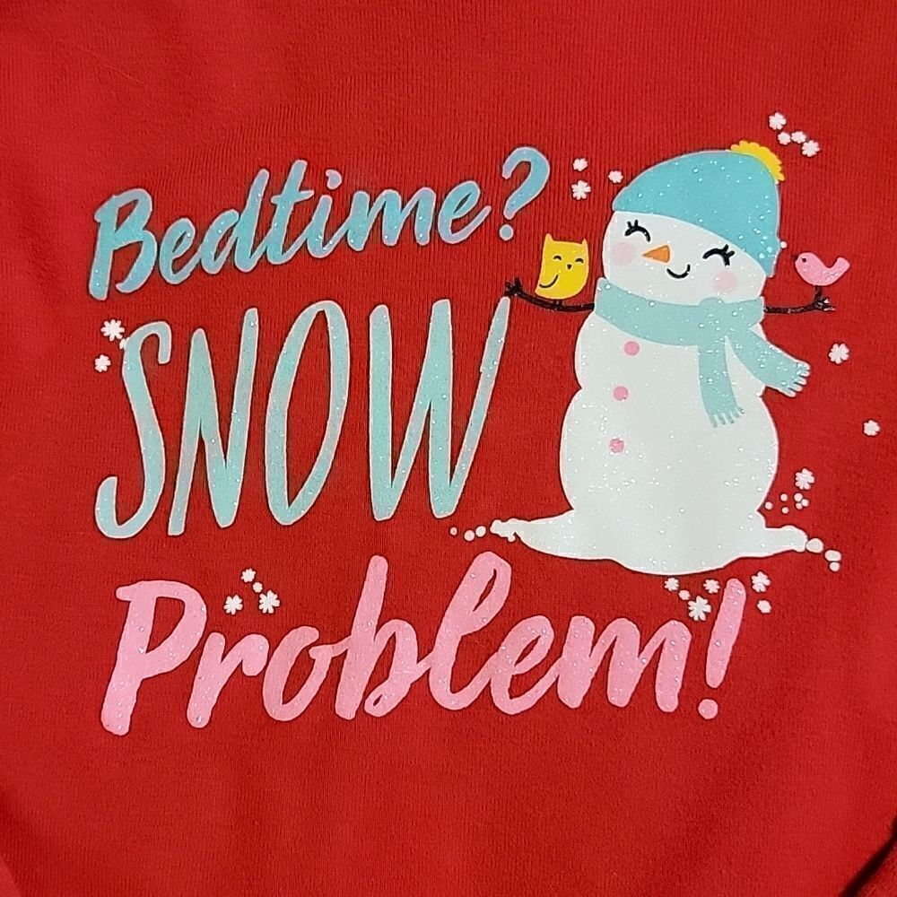 GIRL'S CARTER'S 2-PIECE RED AND GRAY SNOWMEN PAJAMAS, SIZE 4T - Picture 3 of 8